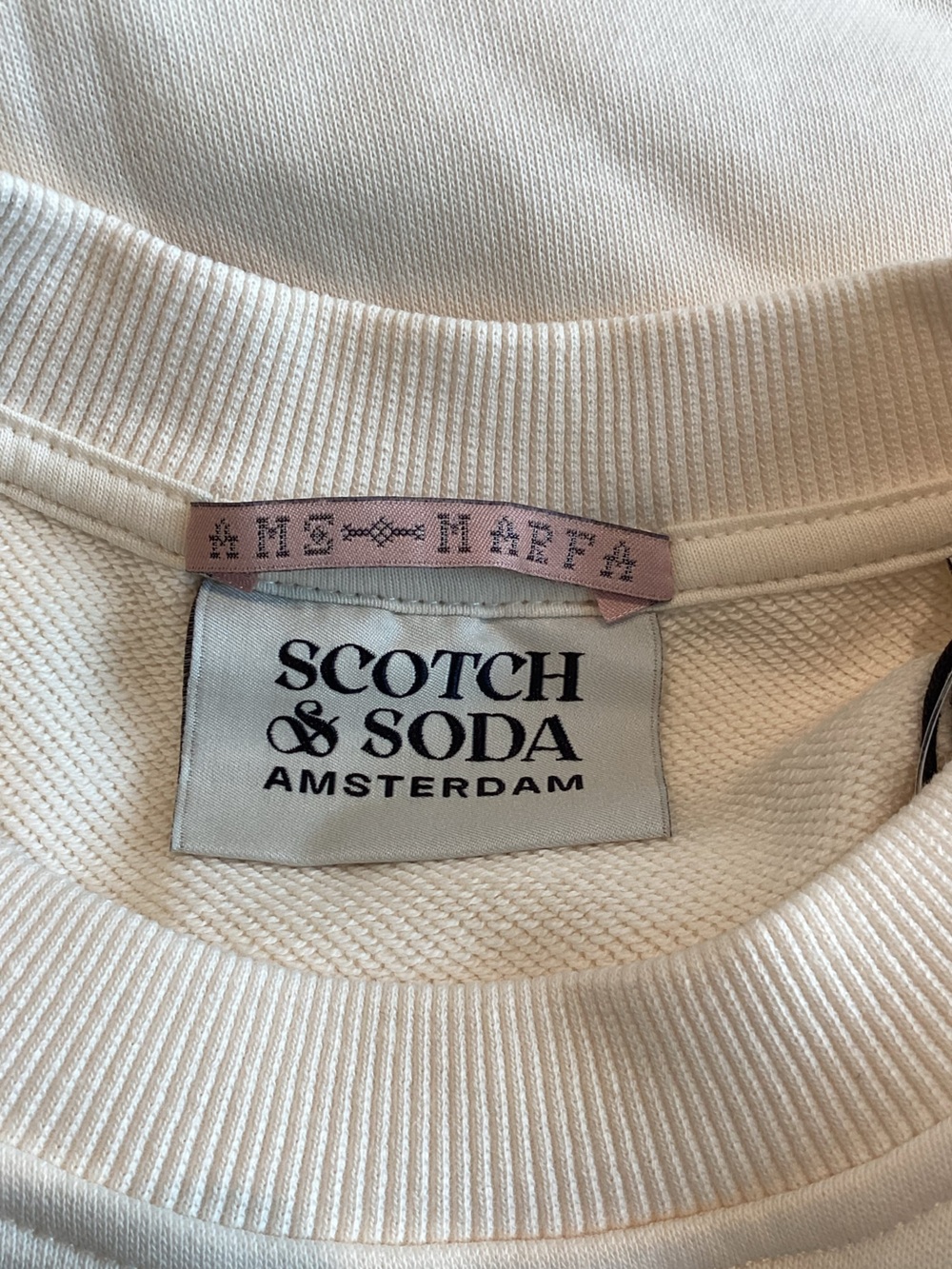 🐎Scotch & Soda Embroidered Sweatshirt MARFA Crew Neck New Small Ivory - Picture 8 of 10